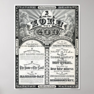 The Ten Commandments 1876 Vintage Poster Restored