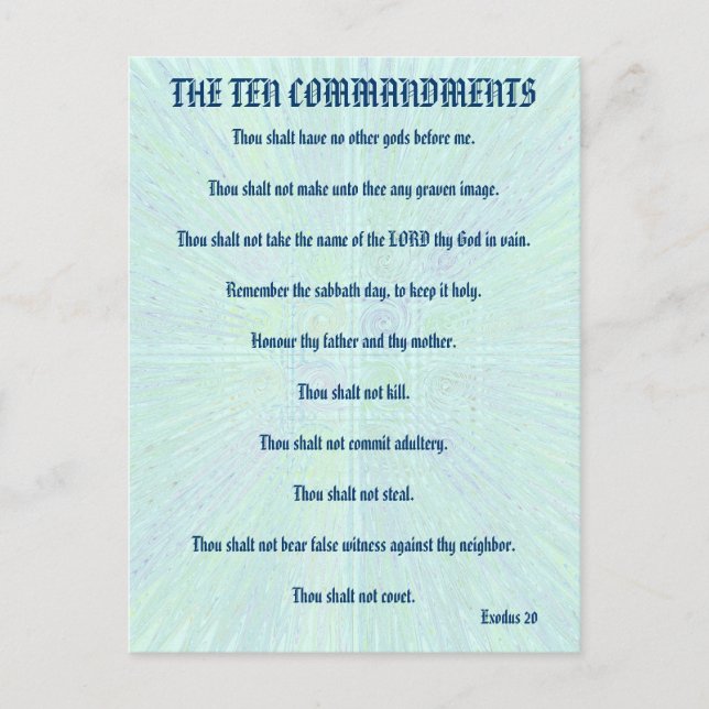 The Ten Commandments Aqua Splash Postcard (Front)