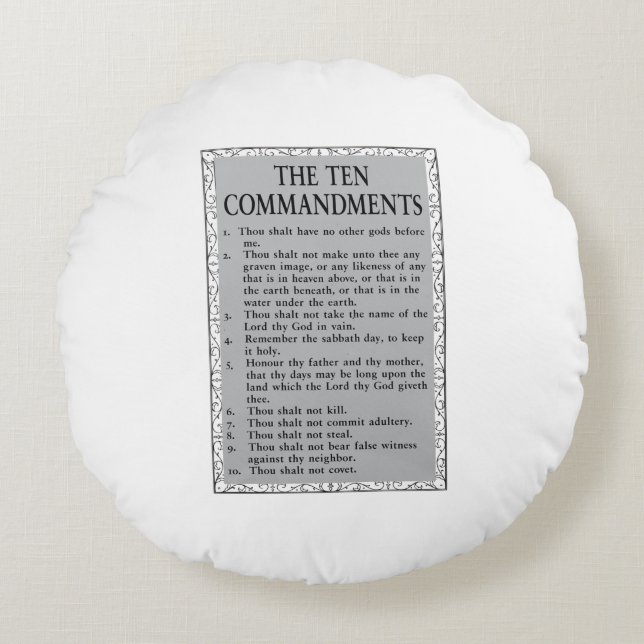 The Ten Commandments Bible Round Cushion (Front)