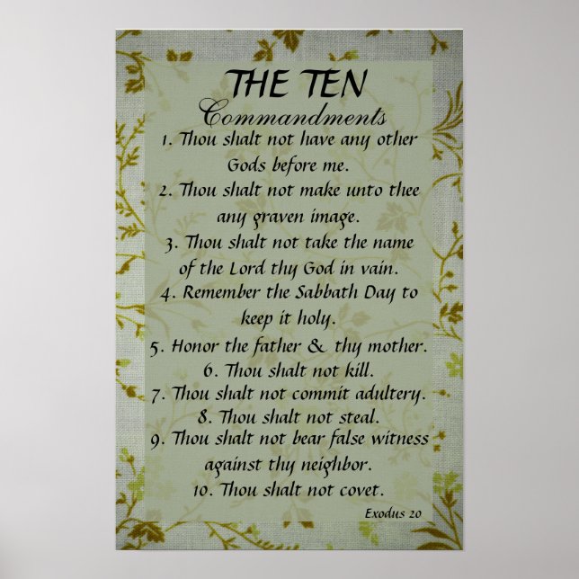 The Ten Commandments bible verse Exodus 20 Poster (Front)