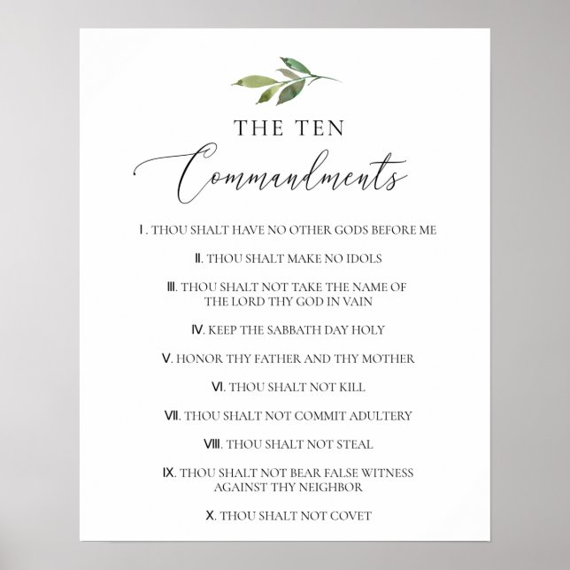 The Ten Commandments Christian Bible Verse Church Poster (Front)