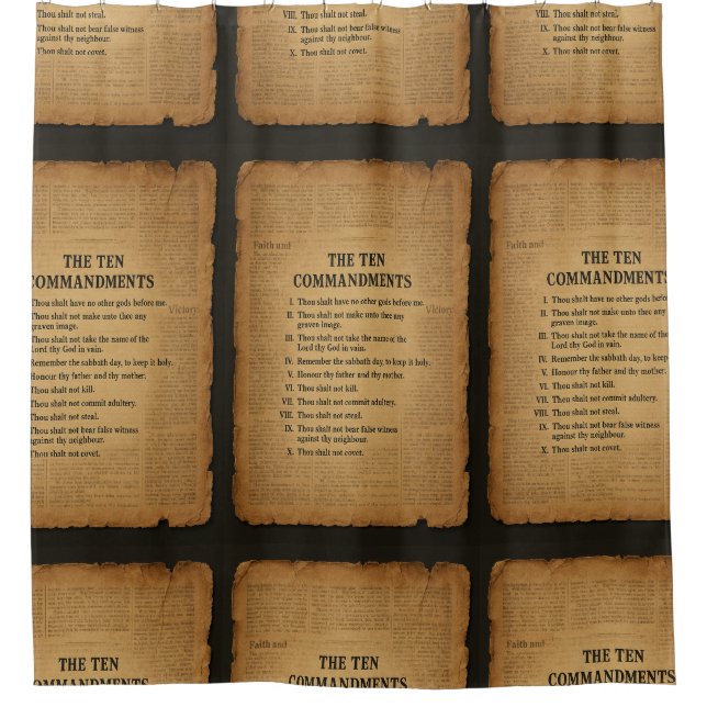 "The Ten Commandments." Christian  Shower Curtain (Front)