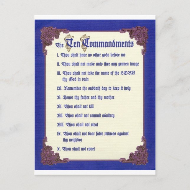 THE TEN COMMANDMENTS POSTCARD (Front)