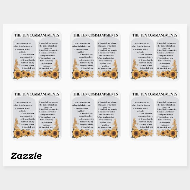 The Ten Commandments Square Sticker (Sheet)