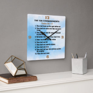 The Ten Commandments Square Wall Clock