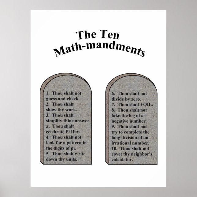 The Ten Math-Mandments Poster (Front)