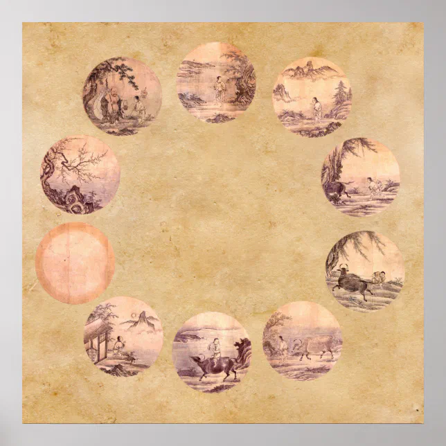 The Ten Oxherding Zen Poster | Zazzle