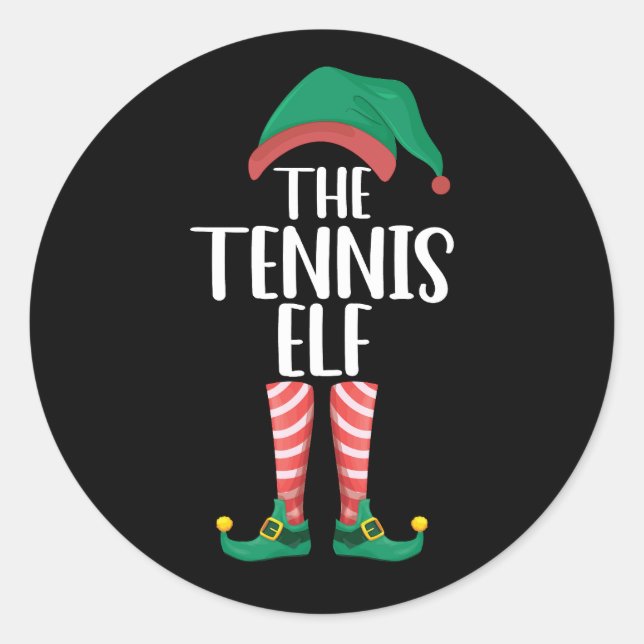 The Tennis Elf Matching Family Group Christmas Classic Round Sticker (Front)