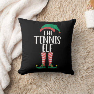 The Tennis Elf Matching Family Group Christmas Cushion