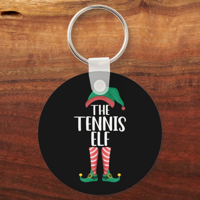 The Tennis Elf Matching Family Group Christmas Key Ring (Front)