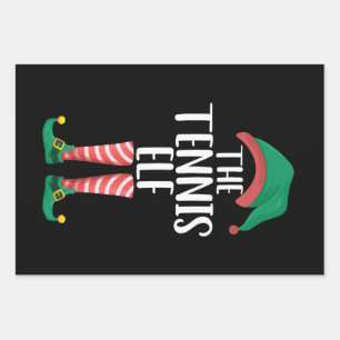The Tennis Elf Matching Family Group Christmas Wrapping Paper Sheet