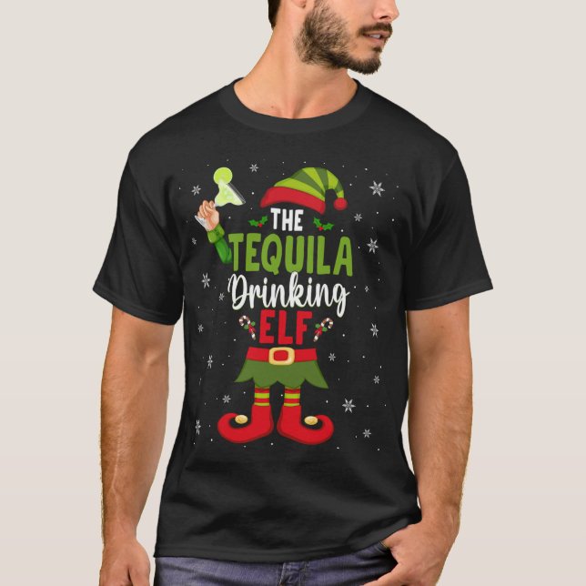 The Tequila Drinking ELF Matching Family Christmas T-Shirt (Front)