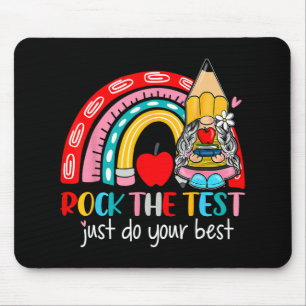 The Test Funny Teacher Testing Day Rainbow Gnomes Mouse Mat