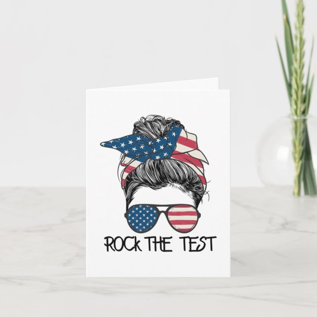 The Test Messy Bun Teacher Test Day Testing Day Te Card (Front)