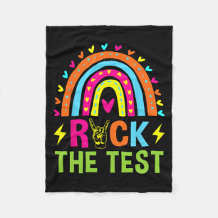 The Test Rainbow Testing Day Motivational Teacher Fleece Blanket