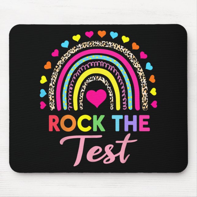 The Test Test Day Teacher Testing Day Rainbow Leop Mouse Mat (Front)