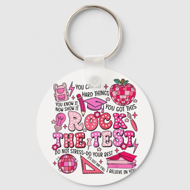 The Test Testing Day Don't Stress Do Your Best Tea Key Ring (Front)