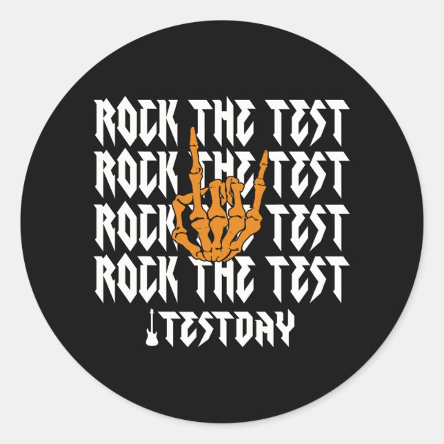 The Test Testing Day Hand Skeleton Teacher Student Classic Round Sticker (Front)