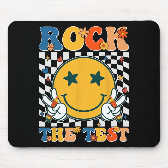 The Test Testing Day Retro Groovy Teacher Student  Mouse Mat (Front)