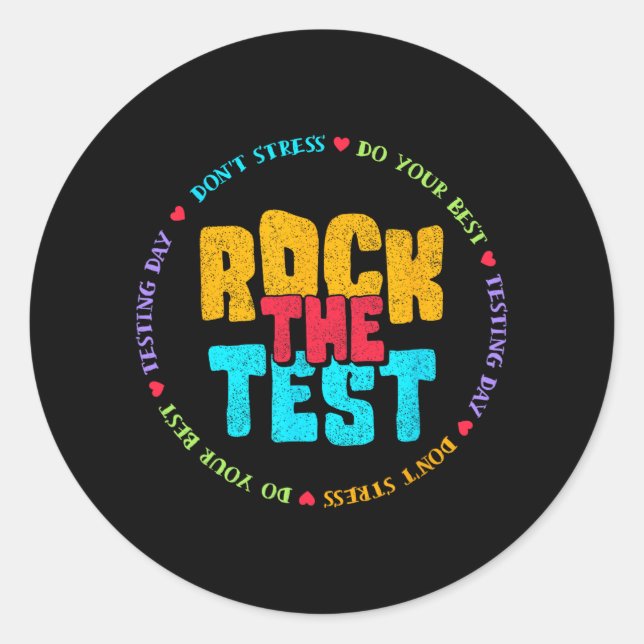 The Test Testing Day Retro Motivational Teacher St Classic Round Sticker (Front)