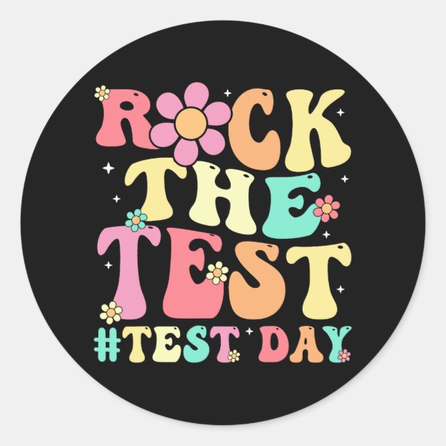 The Test Testing Day Retro Motivational Teacher St Classic Round Sticker (Front)