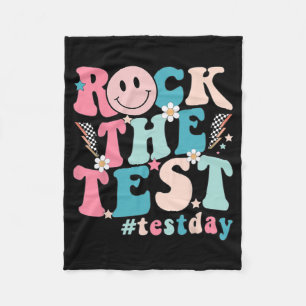 The Test Testing Day Retro Motivational Teacher St Fleece Blanket