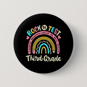 The Test Third Grade Rainbow Test Day Teacher Stud 6 Cm Round Badge