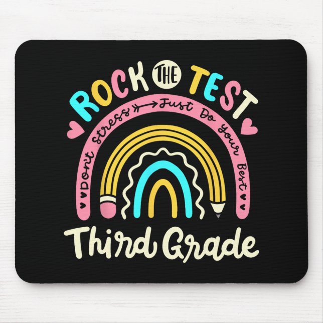 The Test Third Grade Rainbow Test Day Teacher Stud Mouse Mat (Front)