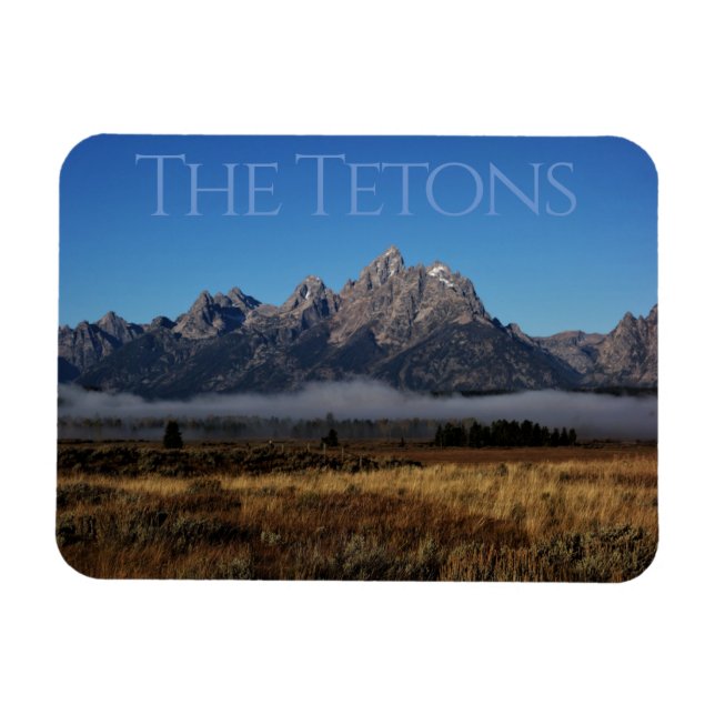 The Tetons with Fog Grand Teton National Park  Magnet (Horizontal)