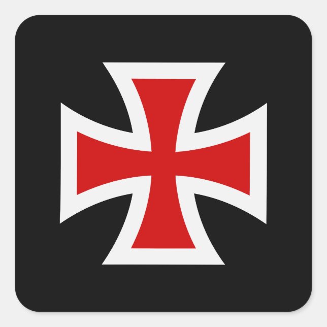 The Teutonic Knight Black Cross Square Sticker (Front)