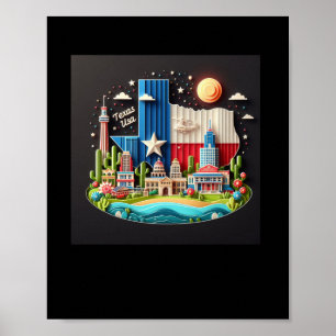 The Texas State In Usa Sticker2 Poster