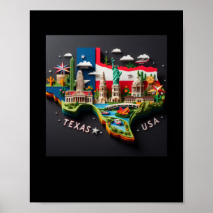 The Texas State In Usa Sticker Poster