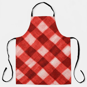 The texture of the bright red of binding gingham f apron