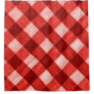 The texture of the bright red of binding gingham f shower curtain