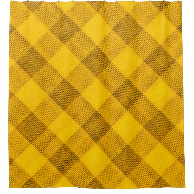 The texture of the bright yellow of binding gingha shower curtain (Front)