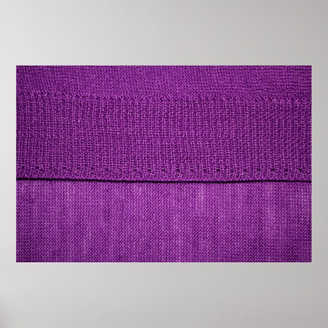 the texture of the knitted fabric, a plain purple  poster (Front)