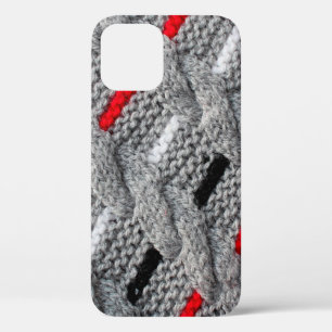 the texture of the knitted fabric with a striped p iPhone 12 case
