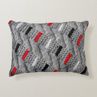 the texture of the knitted fabric with a striped p decorative cushion