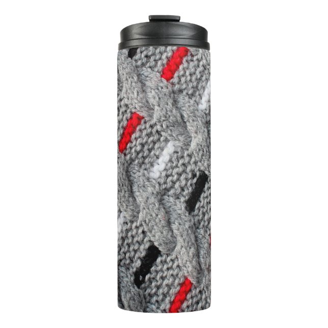 the texture of the knitted fabric with a striped p thermal tumbler (Front)