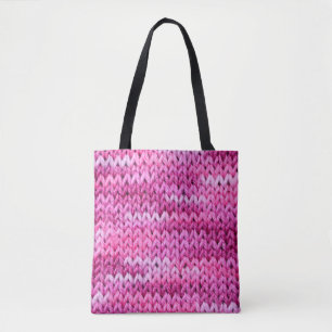 the texture of the knitted fabric with striped pat tote bag
