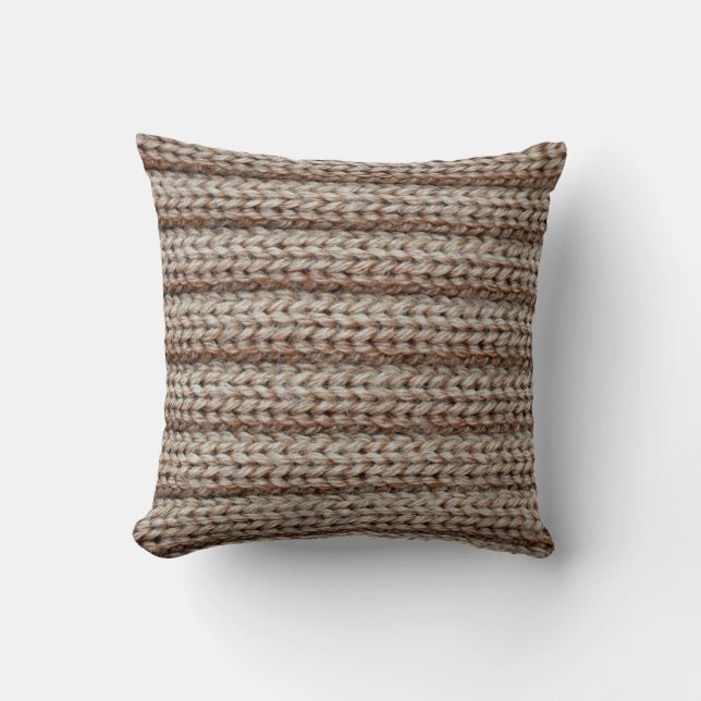 the texture of the plain knitted fabric , brown cushion (Front)