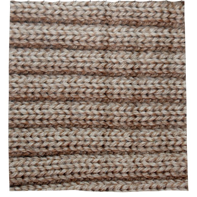 the texture of the plain knitted fabric , brown shower curtain (Front)
