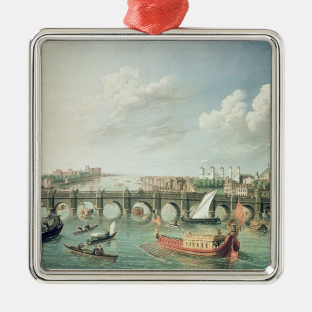 The Thames below Westminster Bridge Metal Tree Decoration (Front)