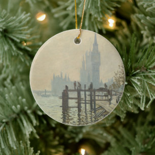The Thames Below Westminster by Claude Monet Ceramic Tree Decoration