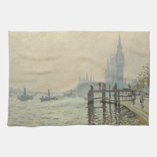 The Thames Below Westminster by Claude Monet Tea Towel