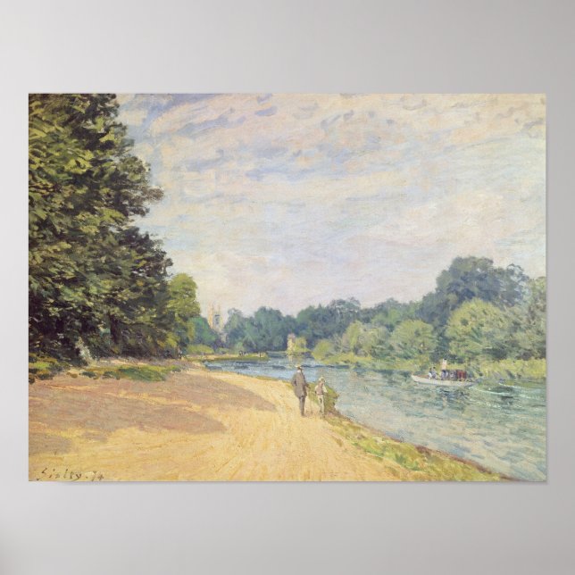 The Thames with Hampton Church, 1874 Poster (Front)