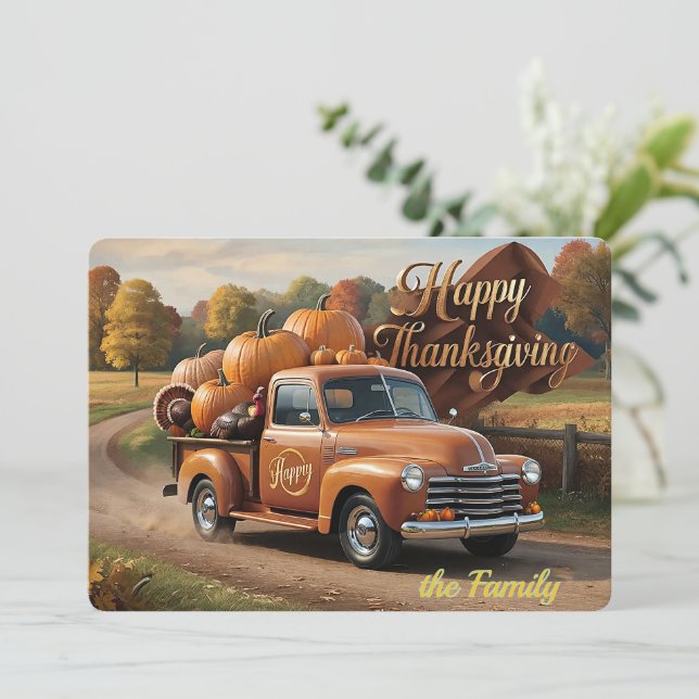 The Thanksgiving Harvest Truck Holiday Card (Standing Front)