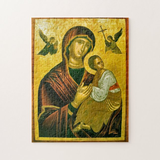 The Theotokos and Christ Child with Angels Icon Jigsaw Puzzle (Vertical)