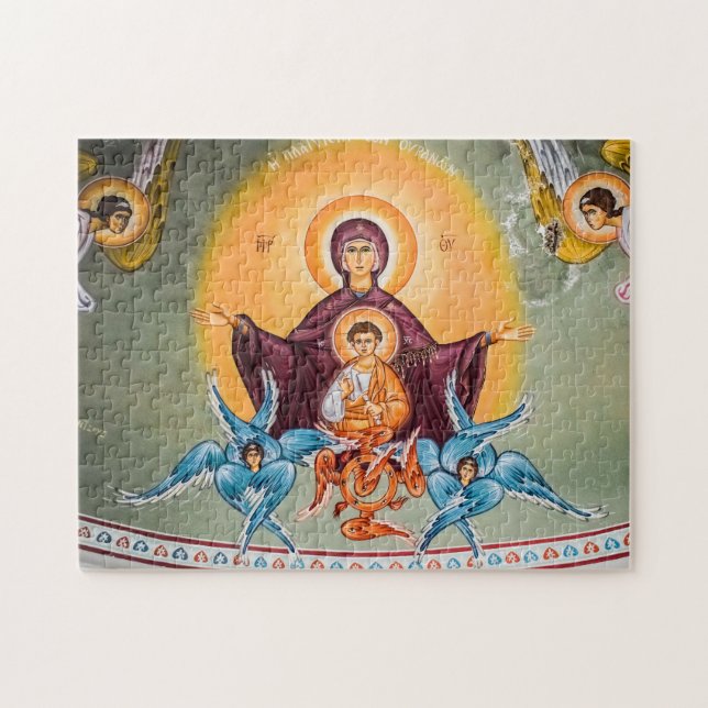 The Theotokos and Christ Child with Cherubims Icon Jigsaw Puzzle (Horizontal)