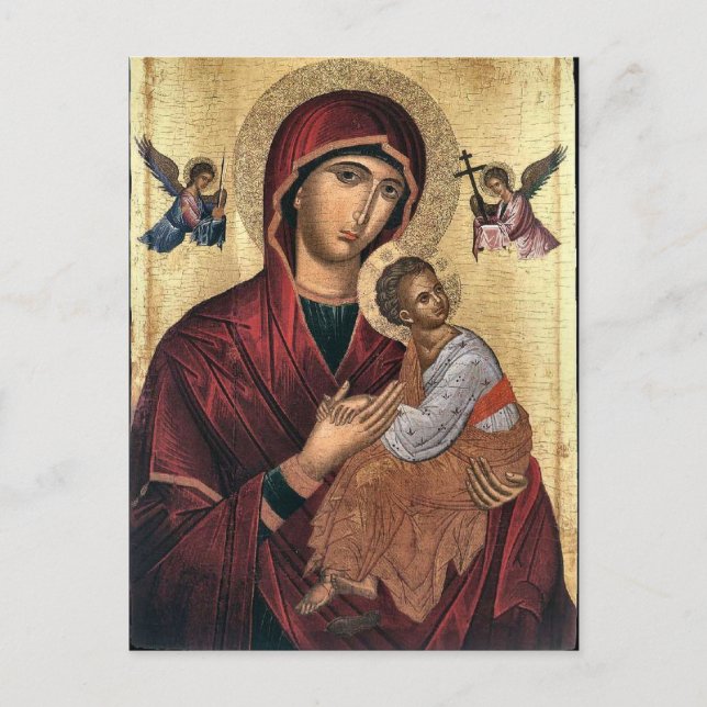 The Theotokos and the Christ Child Orthodox Icon Postcard (Front)